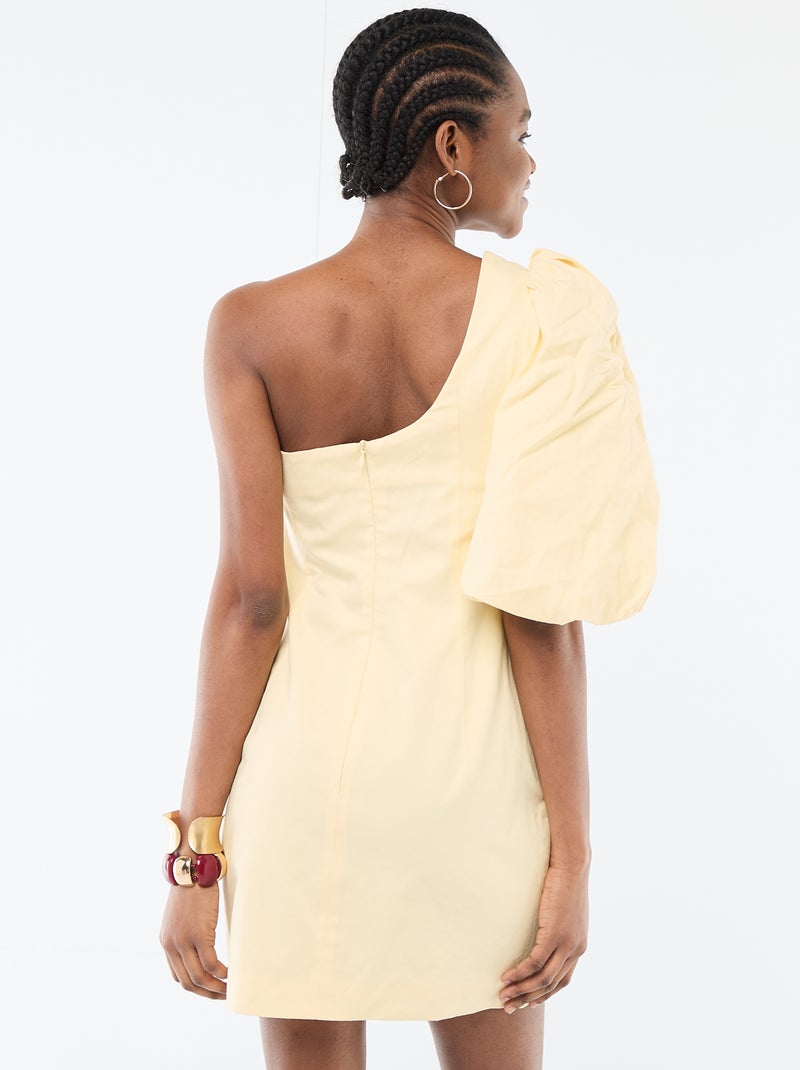 Robe courte à col asymétrique Jaune - Kiabi