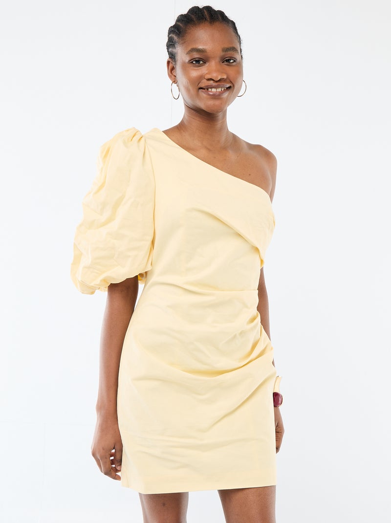 Robe courte à col asymétrique Jaune - Kiabi