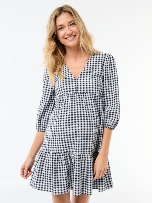 Robe courte à étage à carreaux - Kiabi