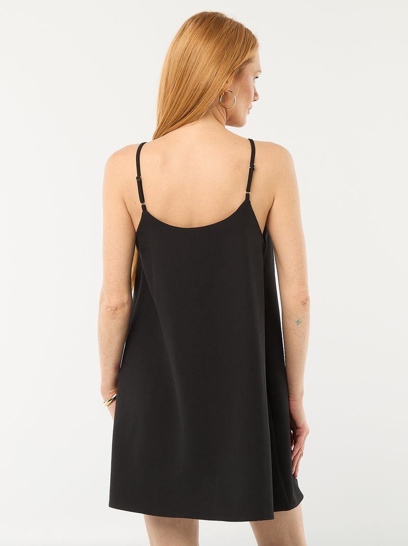 Robe courte à fines bretelles ajustables et gros nœud fantaisie Noir - Kiabi