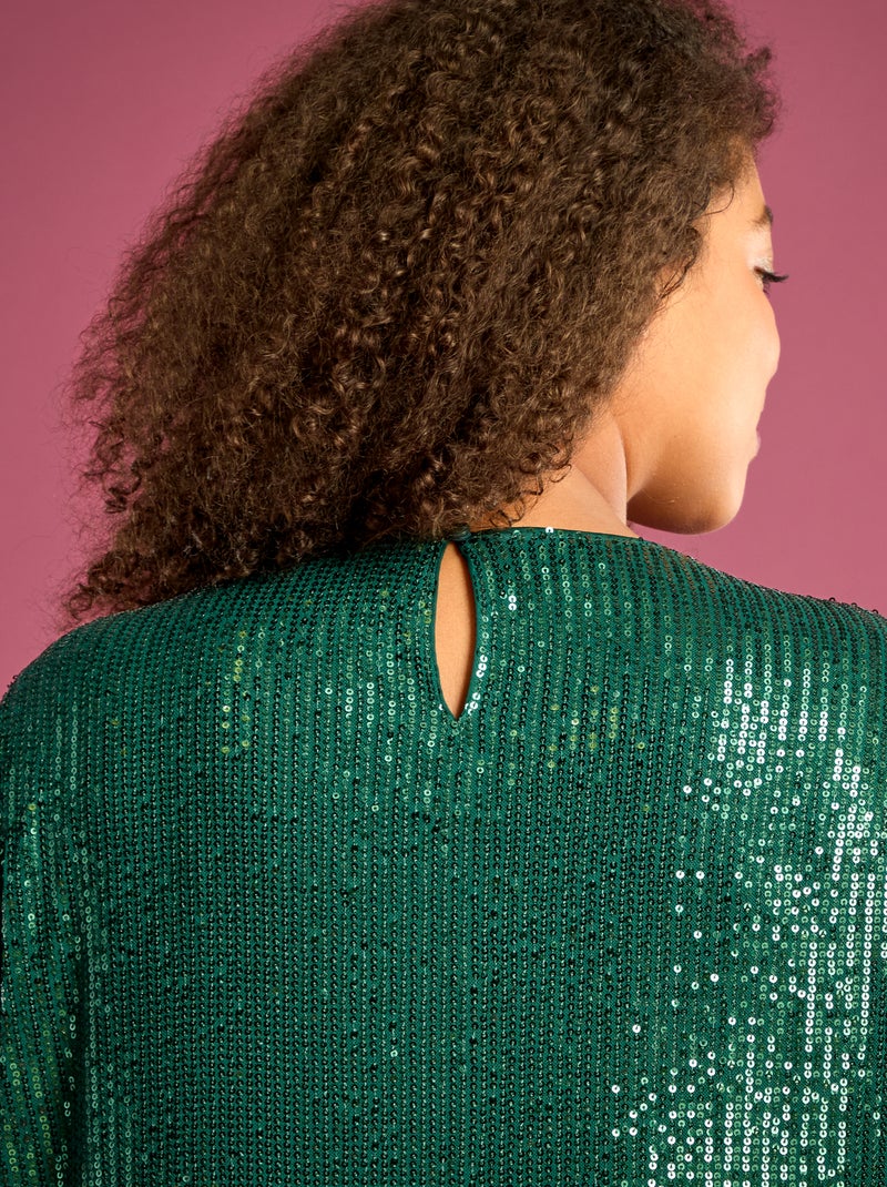 Robe courte à sequins Vert - Kiabi
