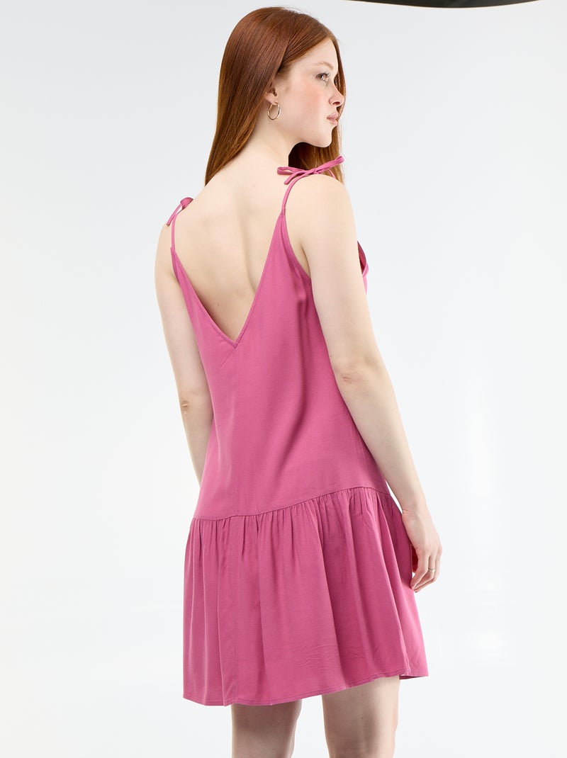 Robe courte avec fines bretelles et base volantée Violet - Kiabi