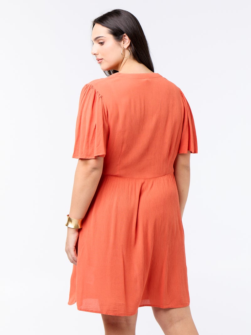 Robe courte en matière crêpée Orange - Kiabi