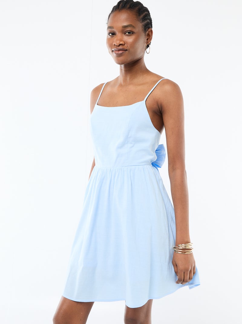 Robe courte fines bretelles Bleu - Kiabi