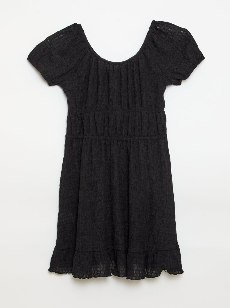 Robe courte forme ballon à manches courtes Noir - Kiabi