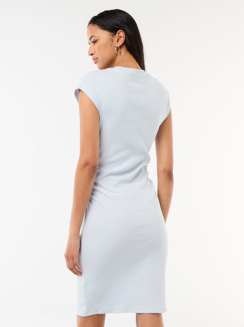 Robe courte sans manches en matière côtelée Bleu - Kiabi