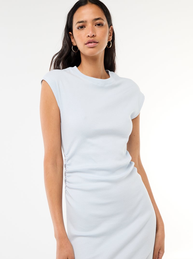 Robe courte sans manches en matière côtelée Bleu - Kiabi