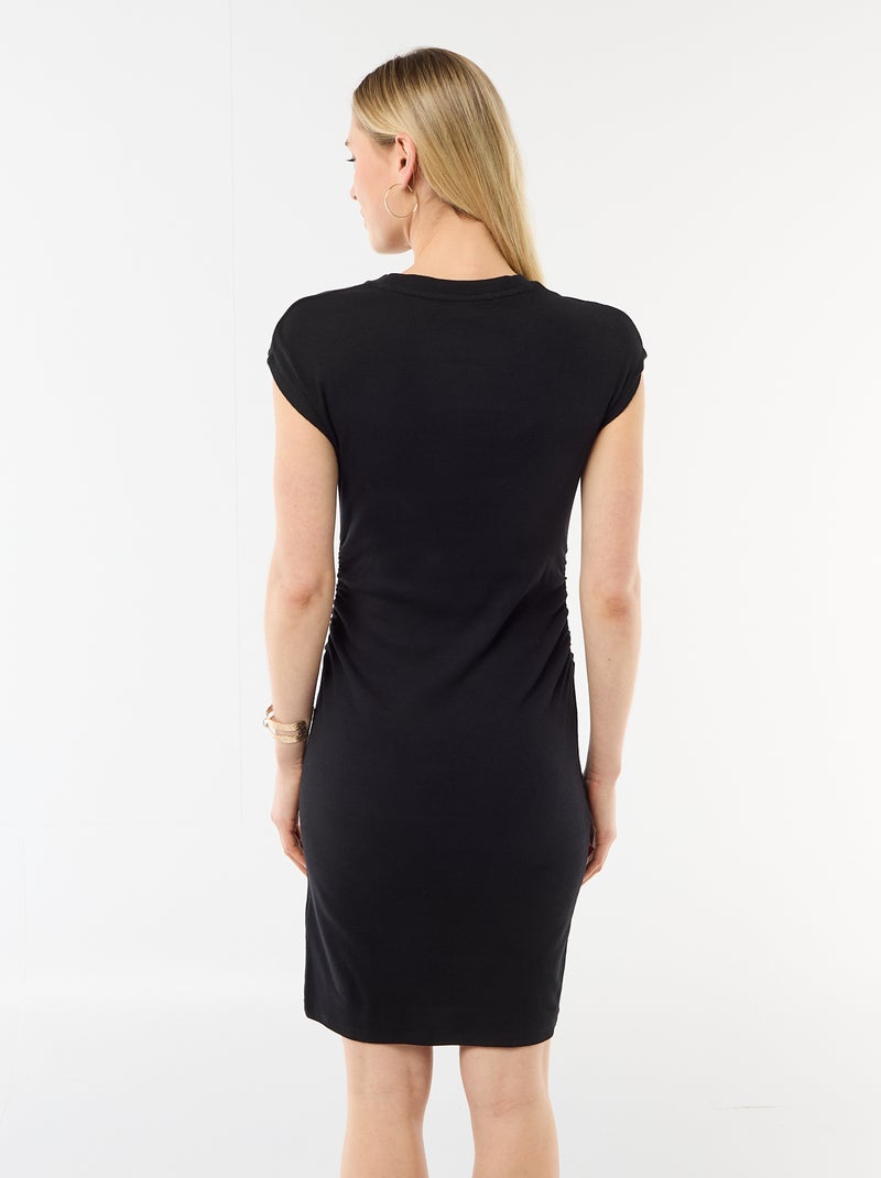 Robe courte sans manches en matière côtelée Noir - Kiabi