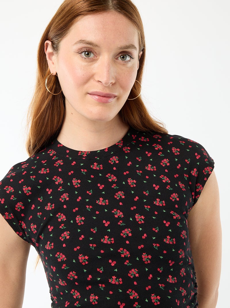 Robe courte sans manches en matière côtelée Noir - Kiabi