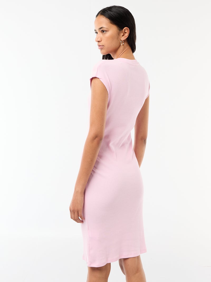 Robe courte sans manches en matière côtelée Rose - Kiabi