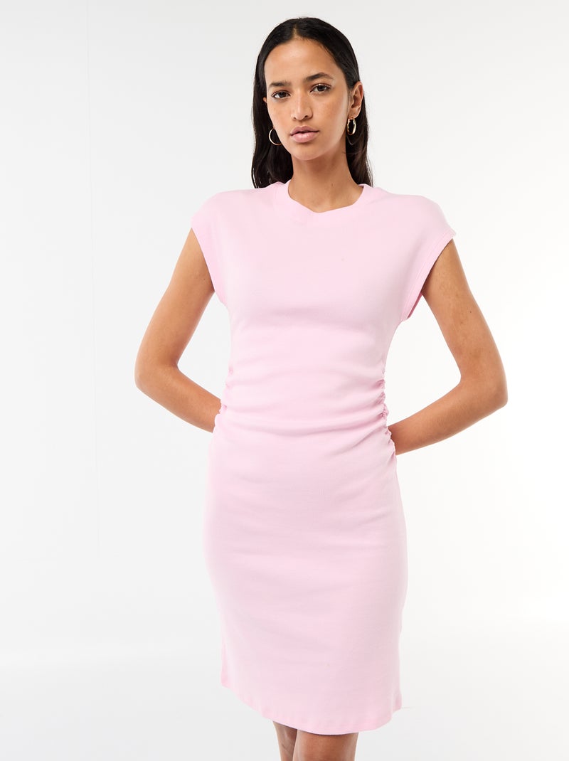 Robe courte sans manches en matière côtelée Rose - Kiabi