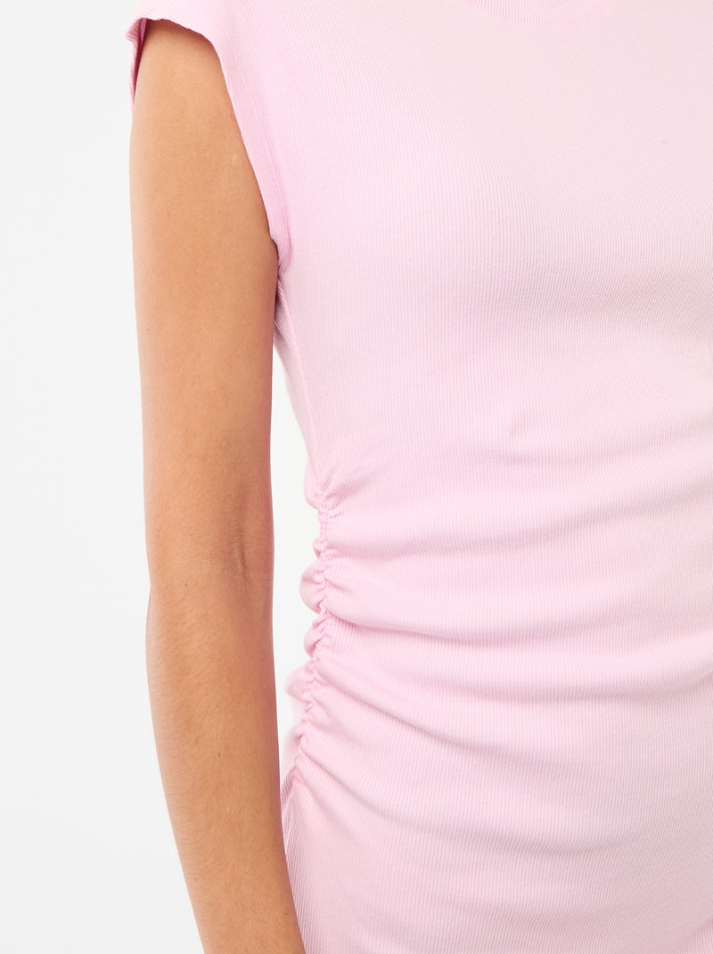 Robe courte sans manches en matière côtelée Rose - Kiabi