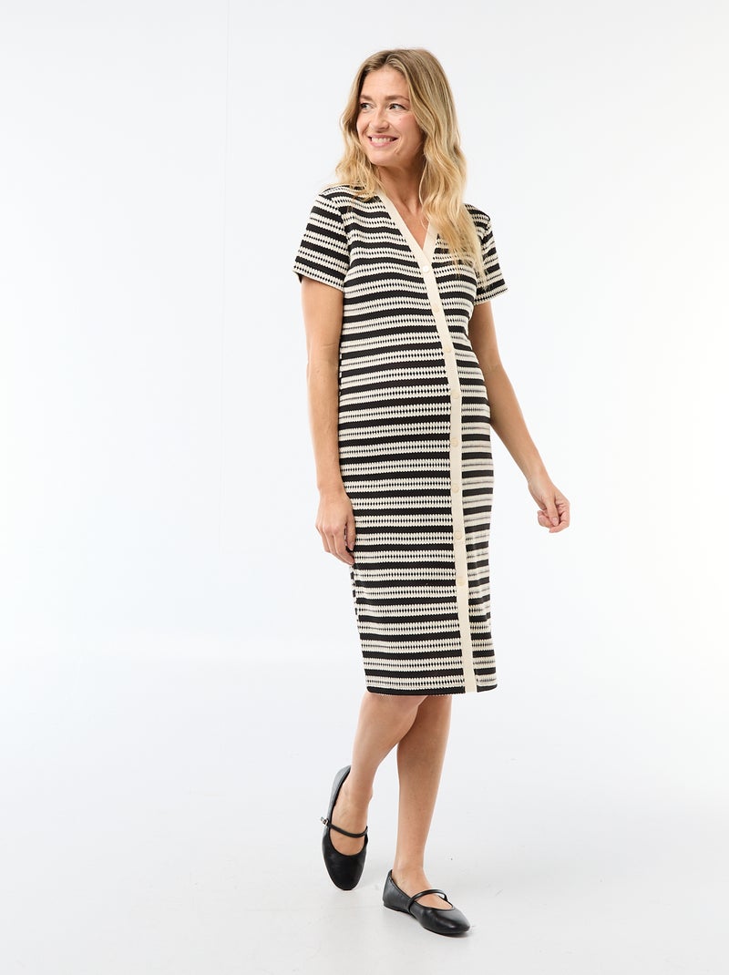 Robe d'allaitement en maille crochet Beige - Kiabi