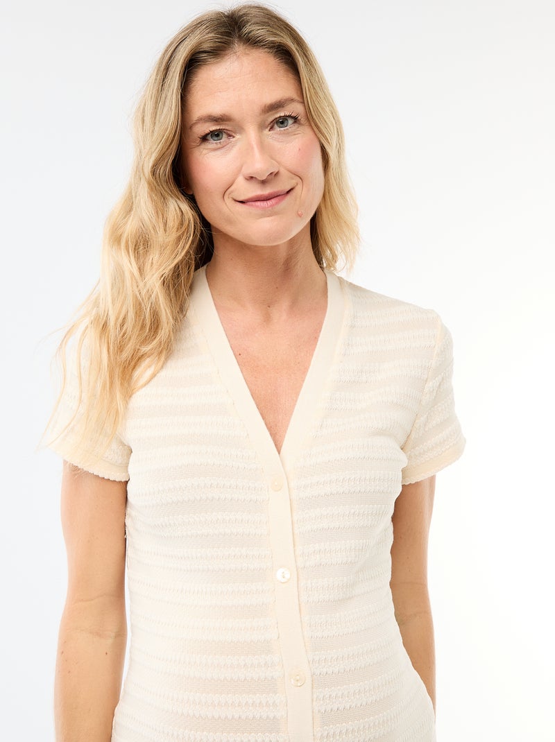 Robe d'allaitement en maille crochet Blanc - Kiabi