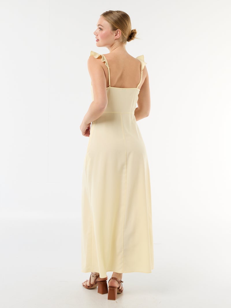 Robe de cérémonie à bretelles volantées Jaune - Kiabi