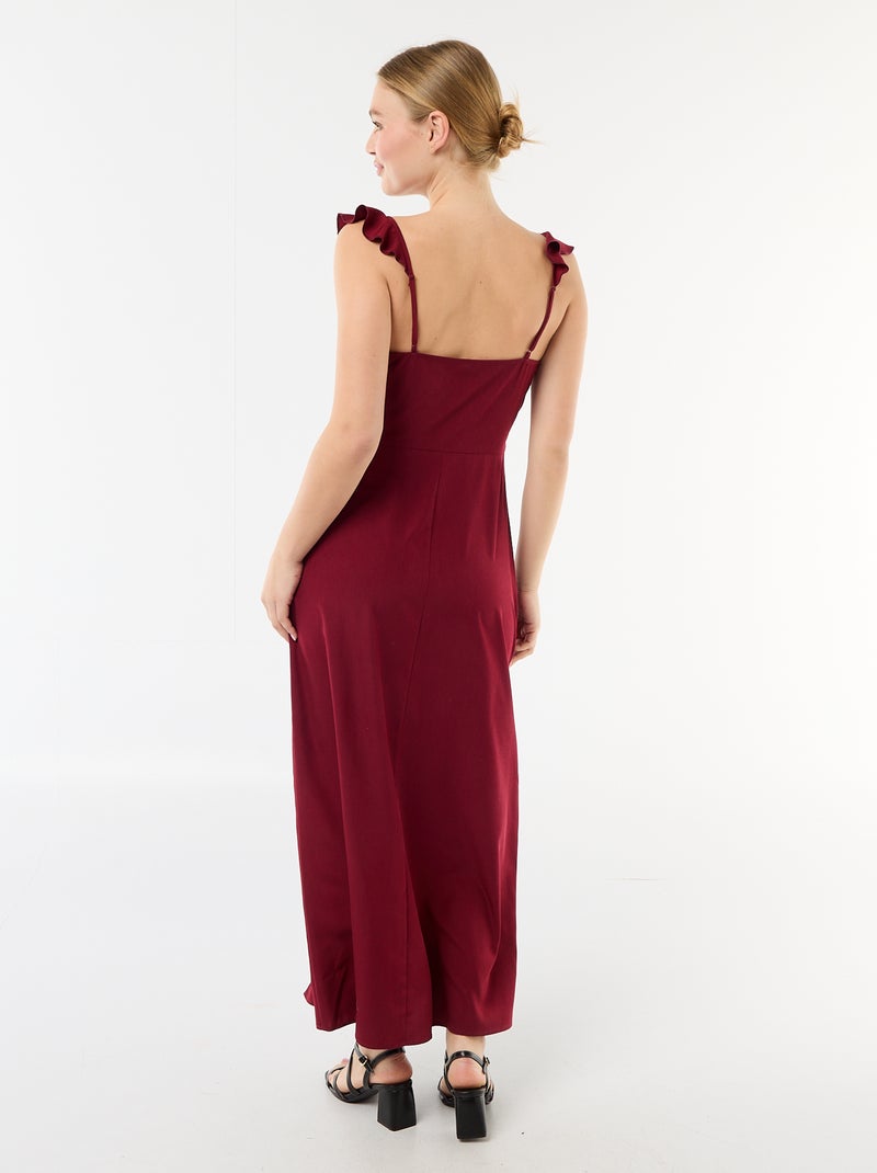 Robe de cérémonie à bretelles volantées Rouge - Kiabi