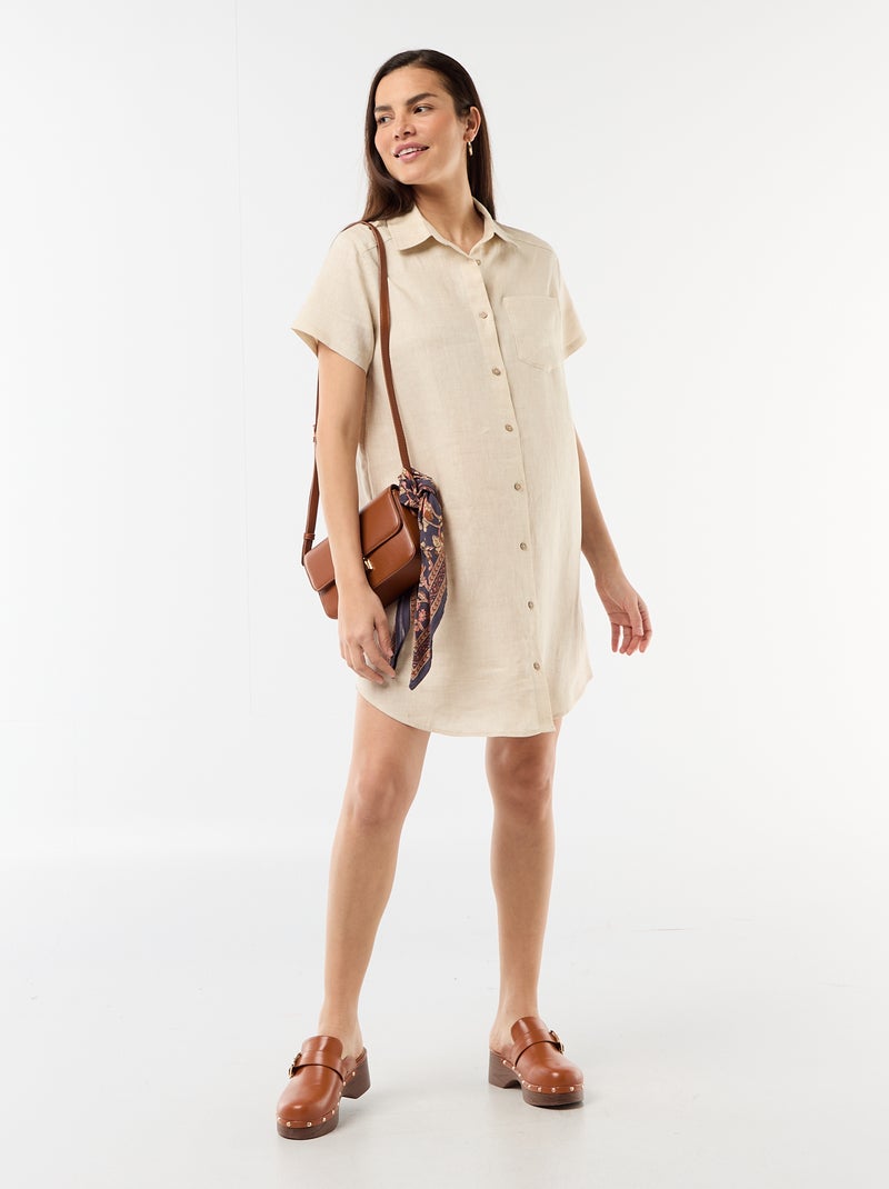 Robe de maternité en lin Beige - Kiabi