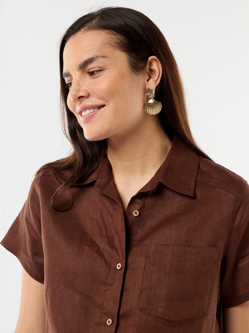 Robe de maternité en lin Marron - Kiabi