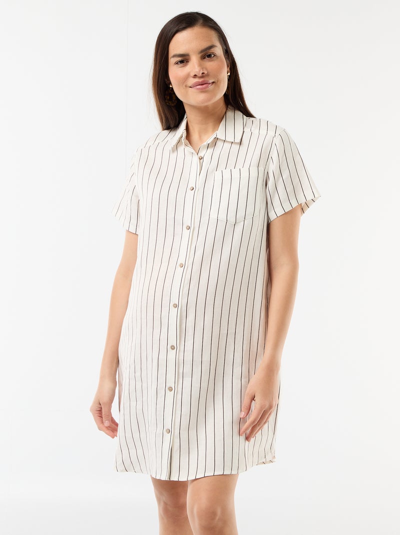 Robe de maternité rayée en lin Blanc - Kiabi