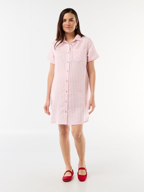 Robe de maternité rayée en lin - Kiabi