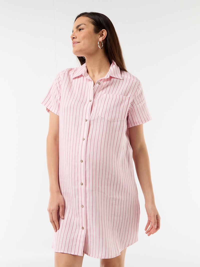 Robe de maternité rayée en lin Rose - Kiabi