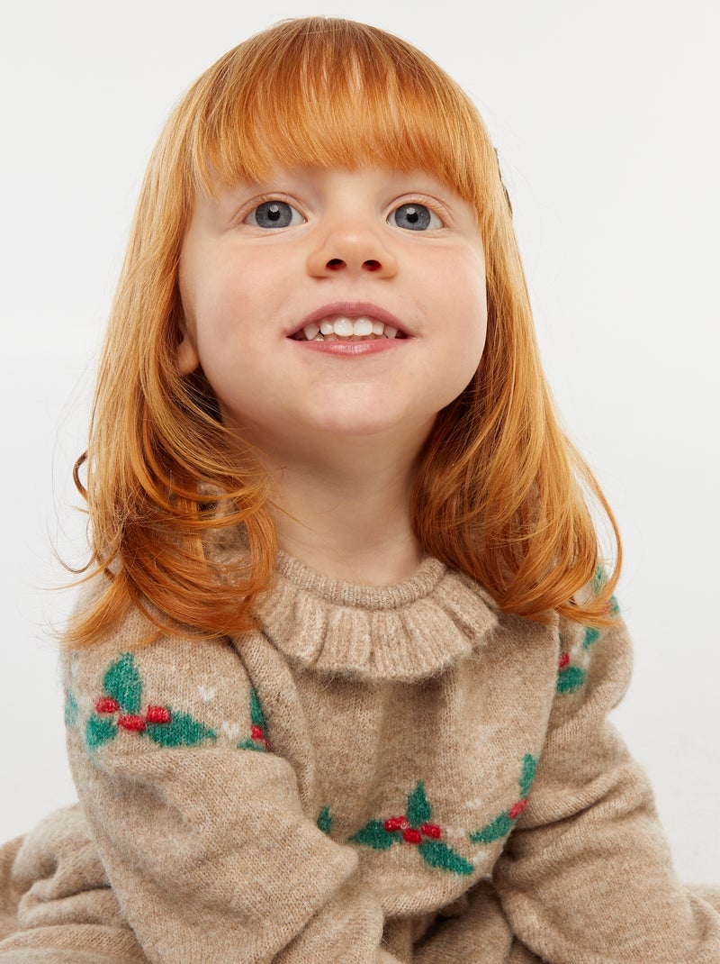 Robe de Noël avec collerette Beige - Kiabi