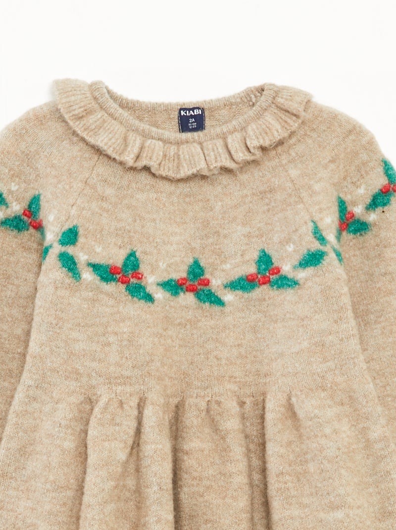 Robe de Noël avec collerette Beige - Kiabi