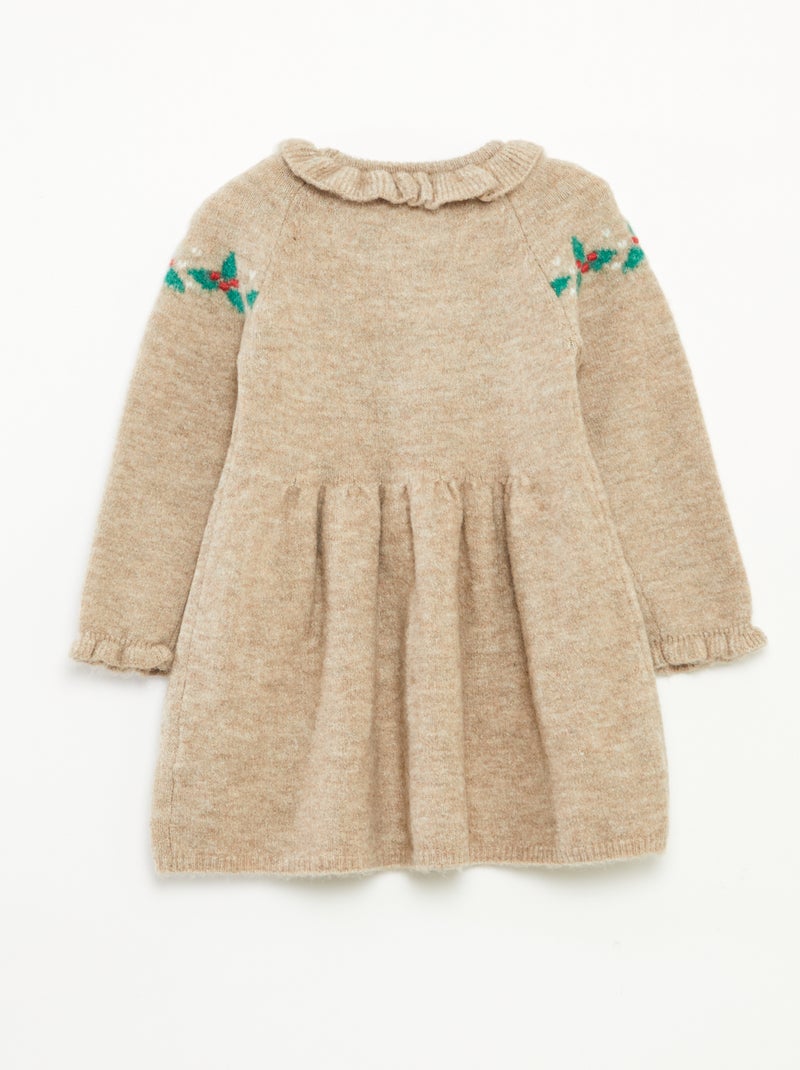 Robe de Noël avec collerette Beige - Kiabi