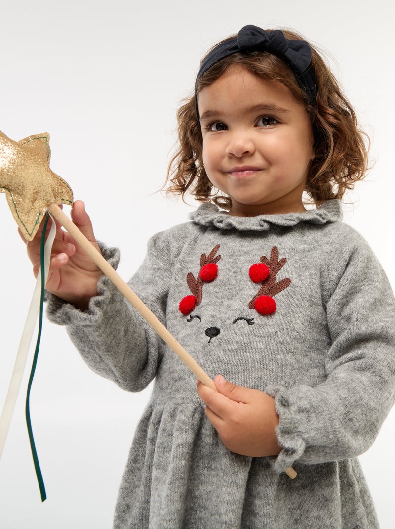 Robe de Noël avec collerette Gris - Kiabi