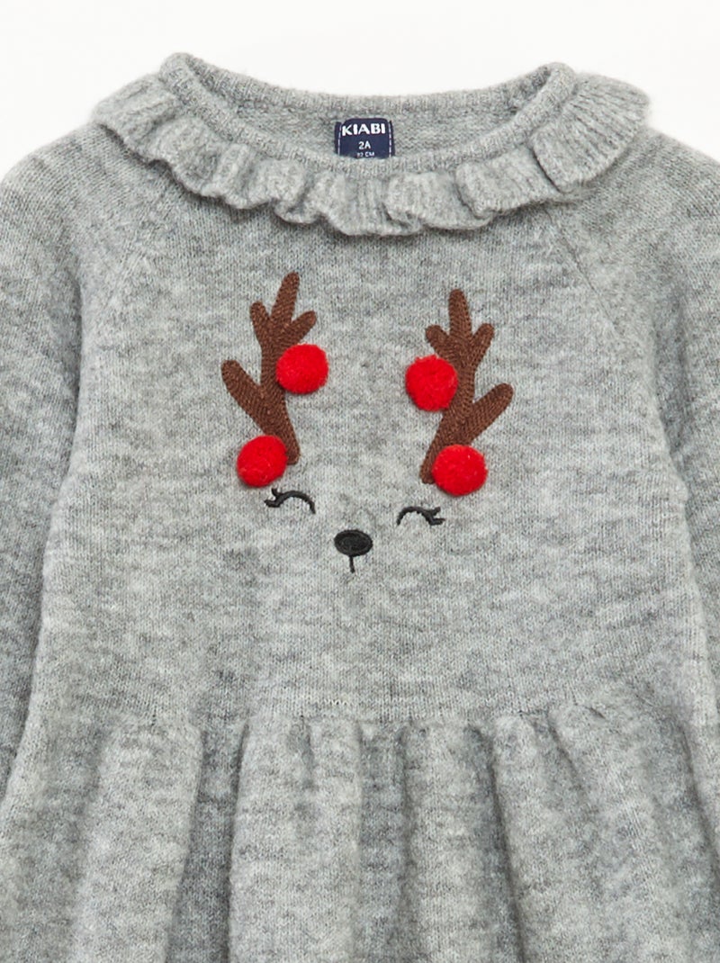 Robe de Noël avec collerette Gris - Kiabi