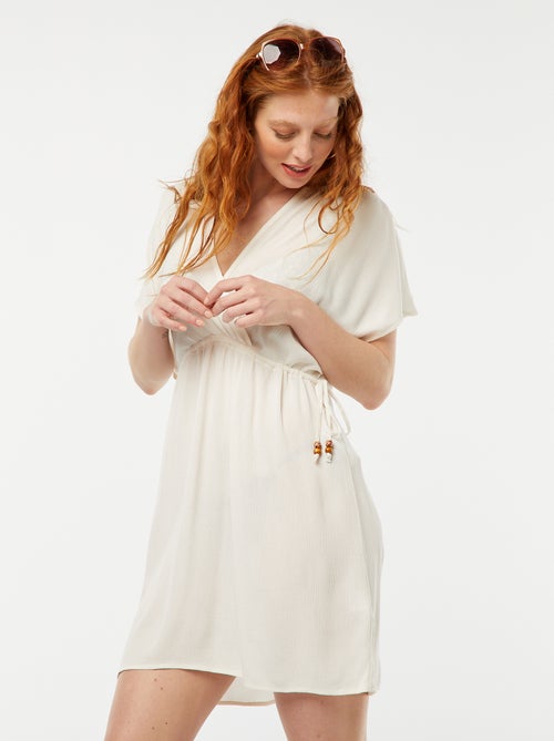 Robe de plage en maille crêpe avec encolure cache-coeur - Kiabi