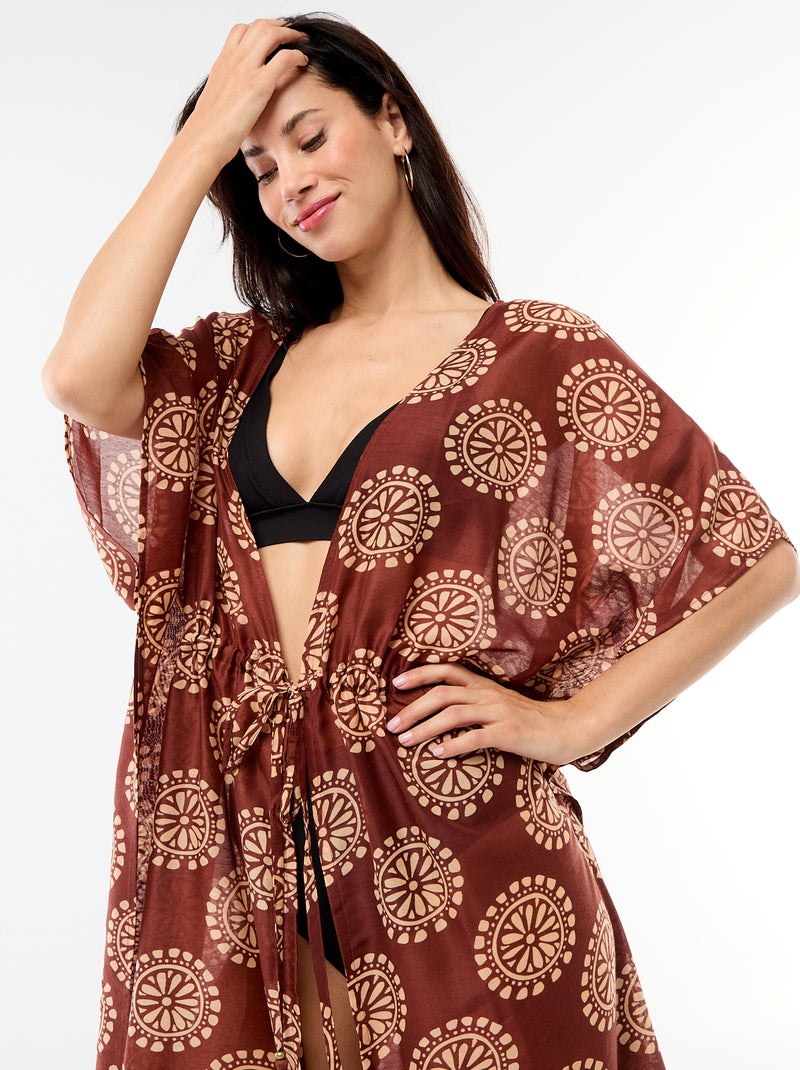 Robe de plage imprimée coupe longue Marron - Kiabi