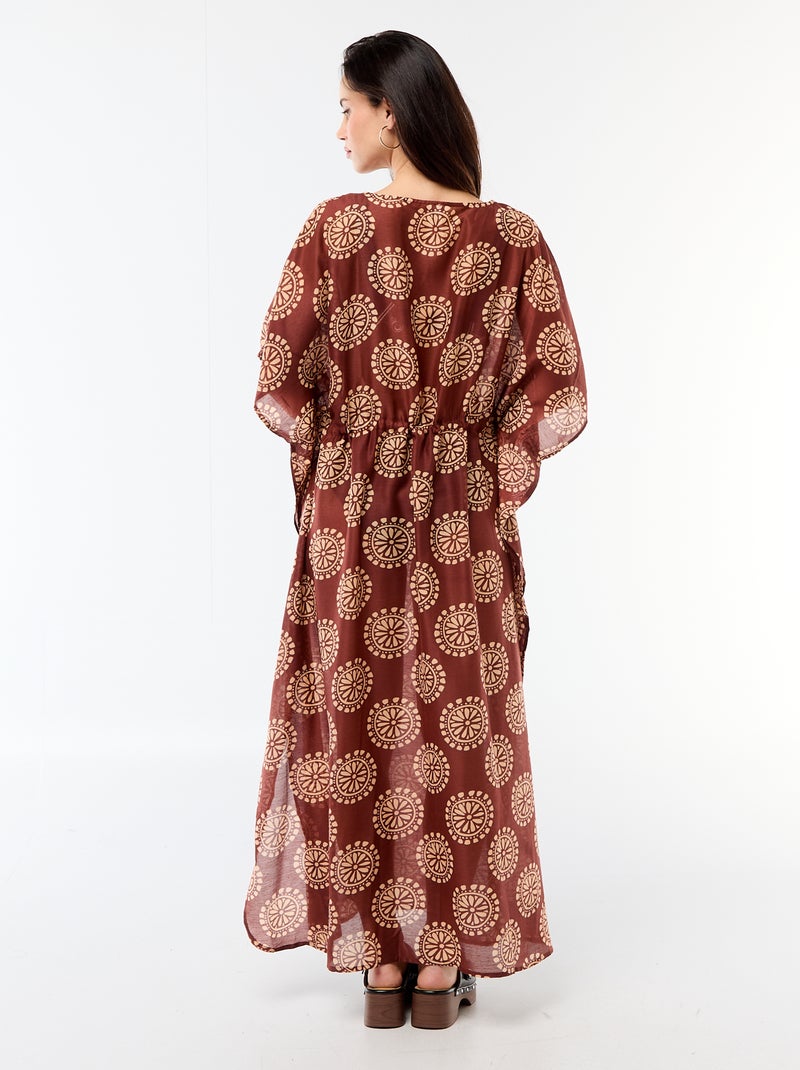 Robe de plage imprimée coupe longue Marron - Kiabi