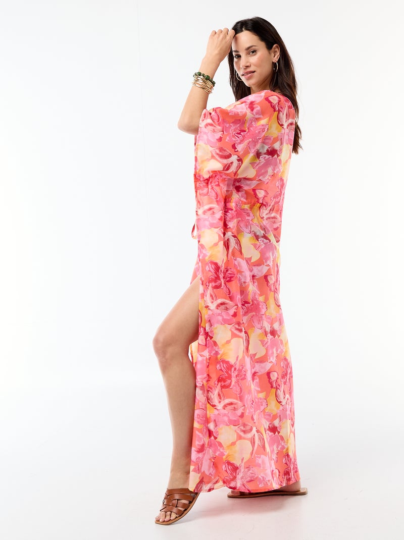 Robe de plage imprimée coupe longue Orange - Kiabi
