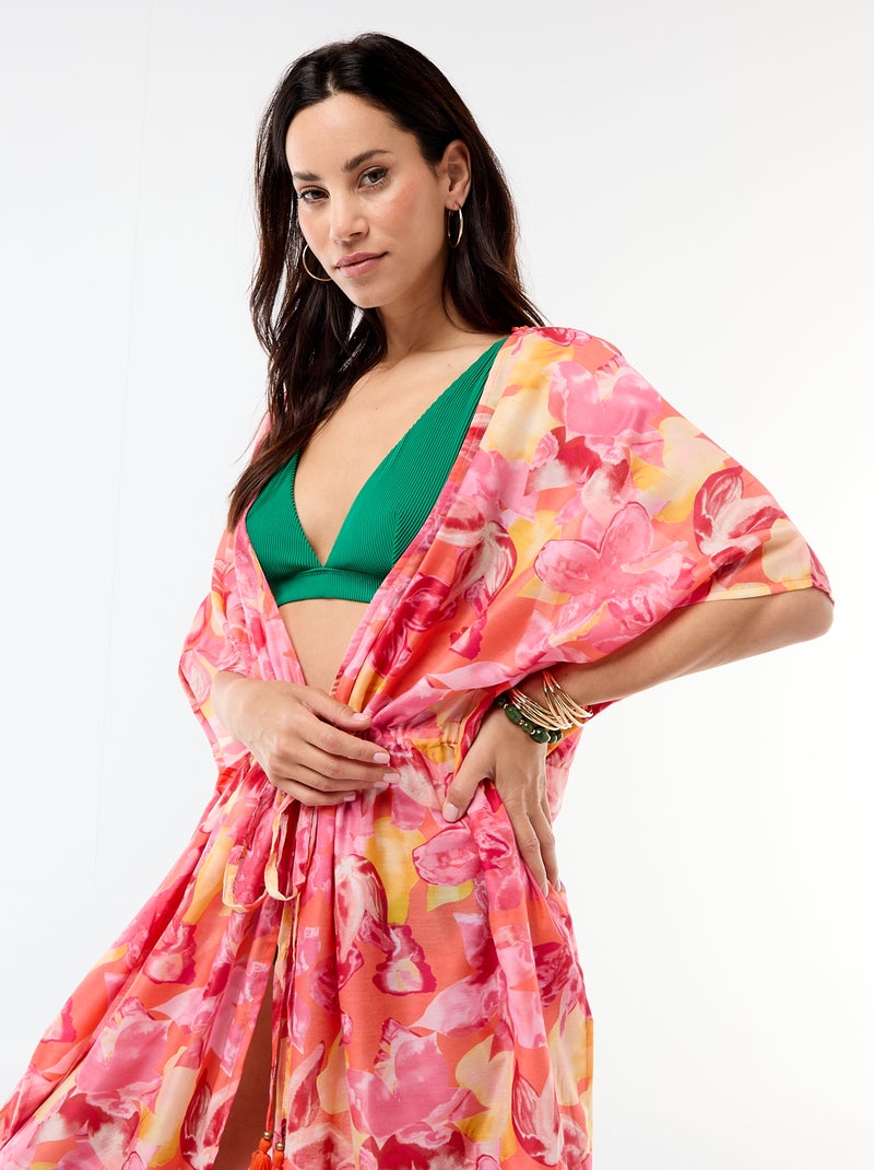 Robe de plage imprimée coupe longue Orange - Kiabi