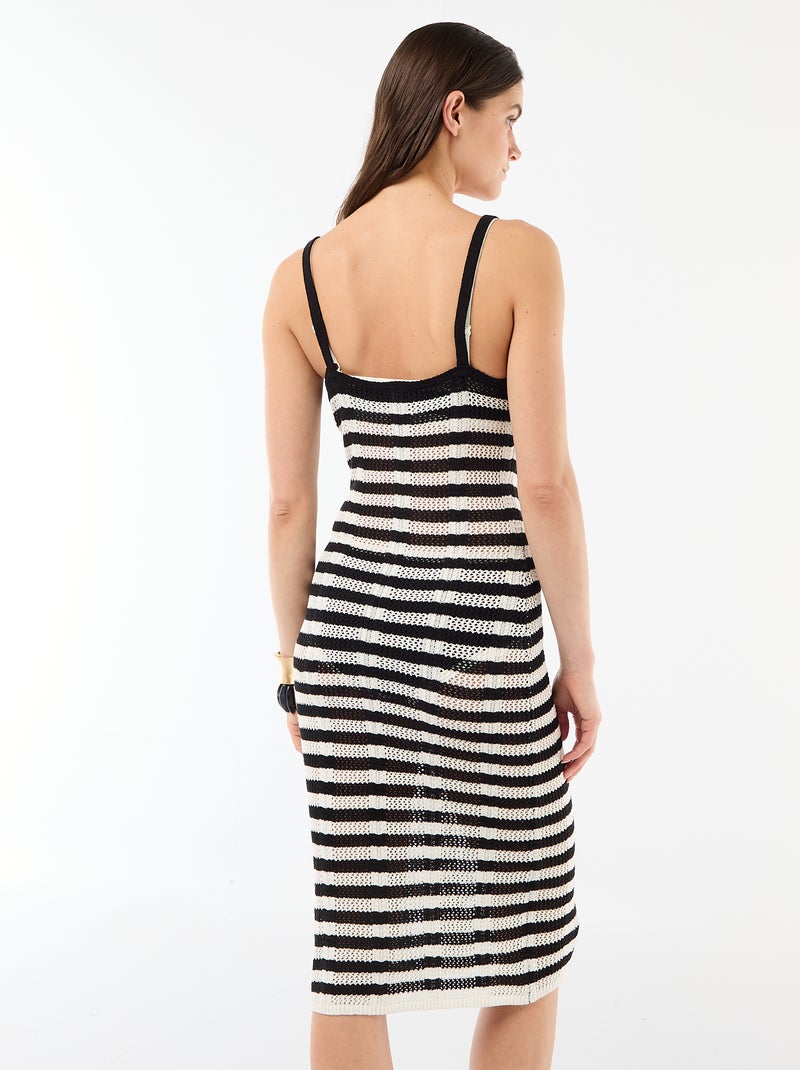 Robe de plage longue en maille crochet Blanc - Kiabi