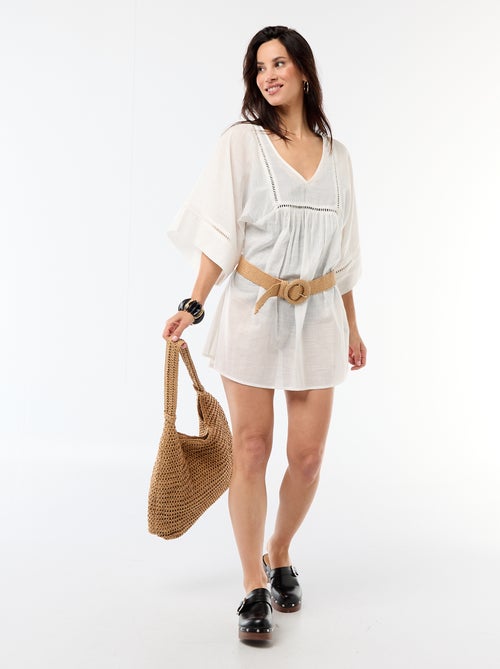 Robe de plage mi-longue unie - Kiabi