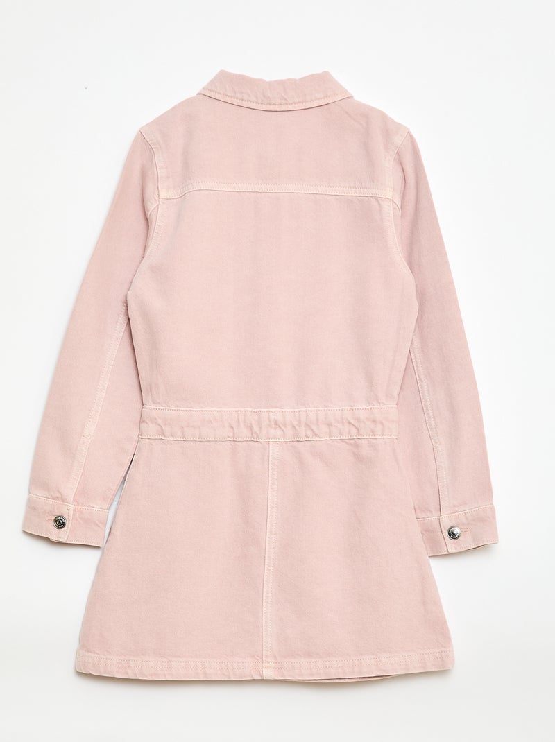 Robe denim avec col chemise Rose - Kiabi