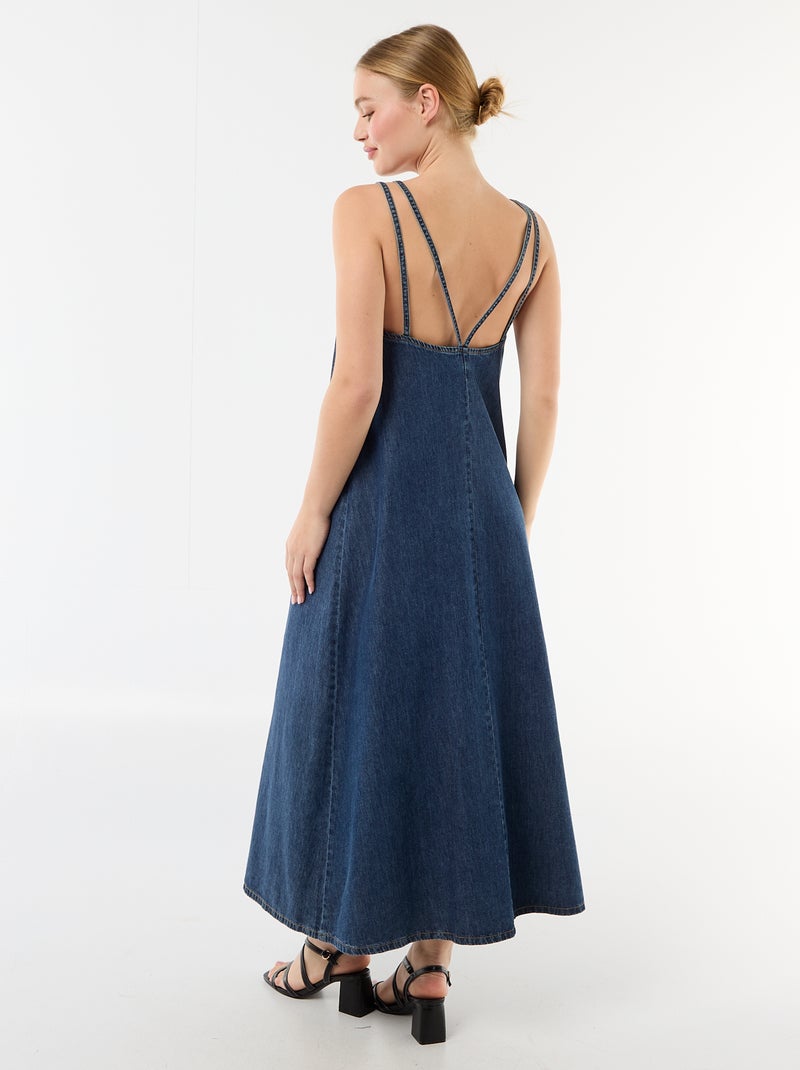 Robe denim coupe longue Bleu - Kiabi