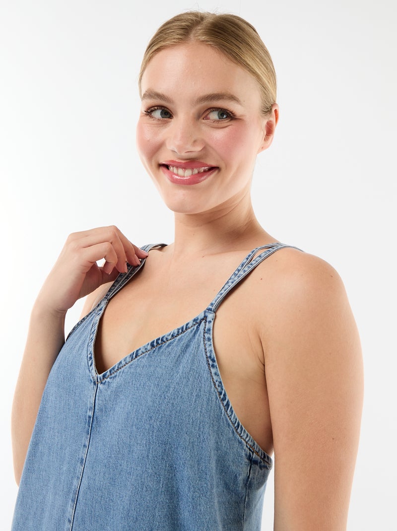 Robe denim coupe longue Bleu - Kiabi