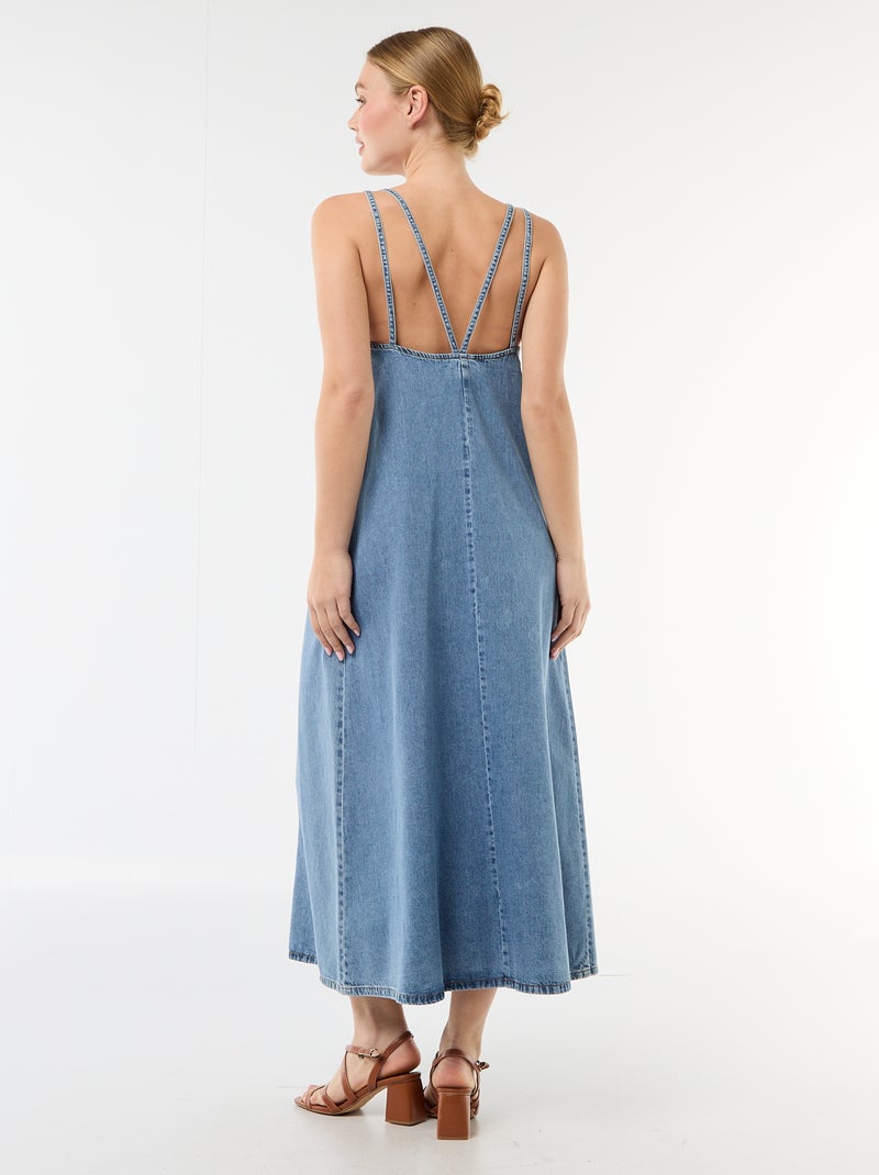Robe denim coupe longue Bleu - Kiabi