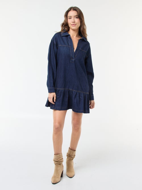 Robe denim manches longues - Kiabi