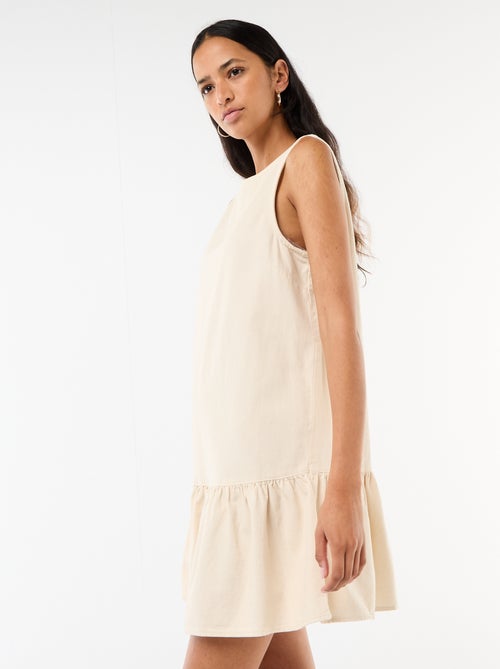 Robe denim sans manches à base volantée - Kiabi