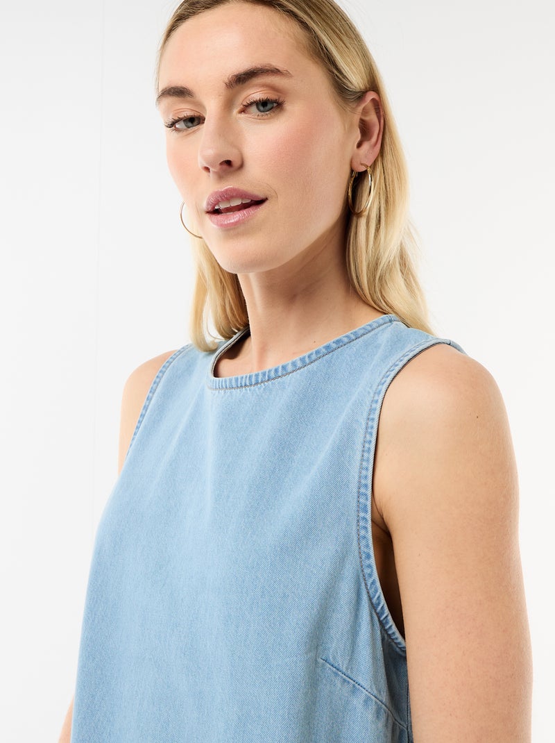 Robe denim sans manches à base volantée Bleu - Kiabi