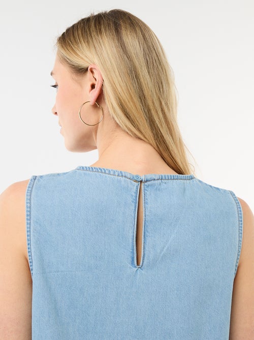 Robe denim sans manches à base volantée - Kiabi
