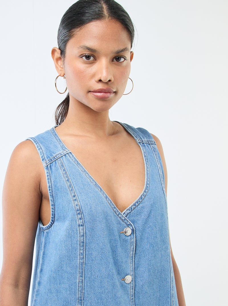 Robe denim sans manches en coton Bleu - Kiabi
