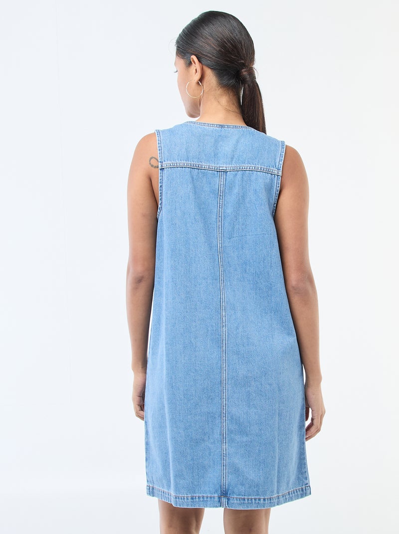 Robe denim sans manches en coton Bleu - Kiabi