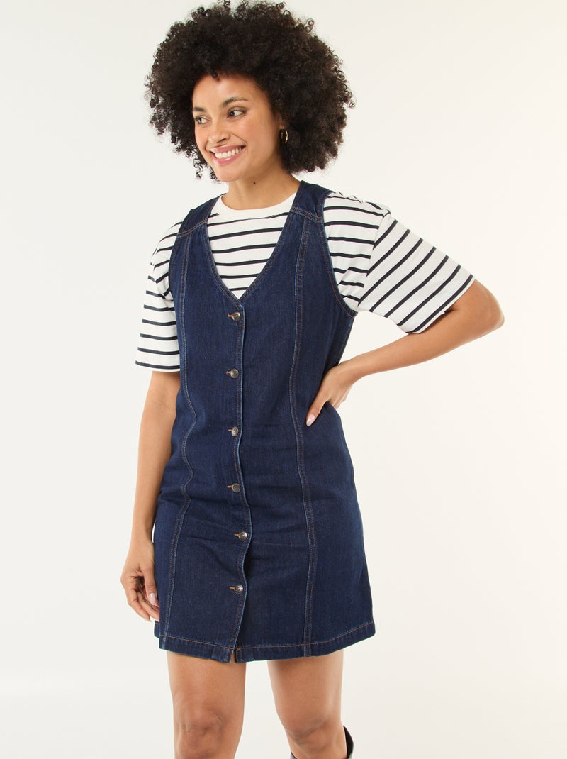 Robe denim sans manches en coton Bleu - Kiabi