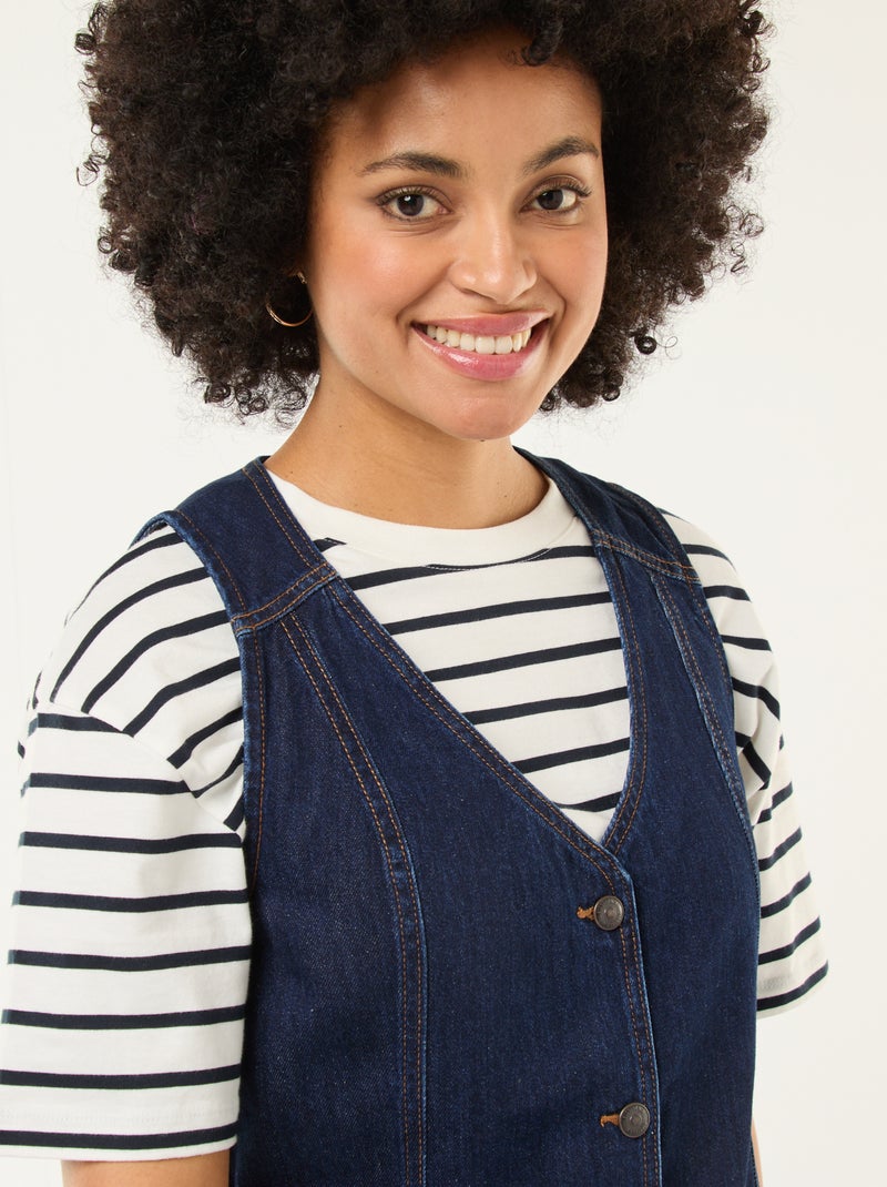 Robe denim sans manches en coton Bleu - Kiabi