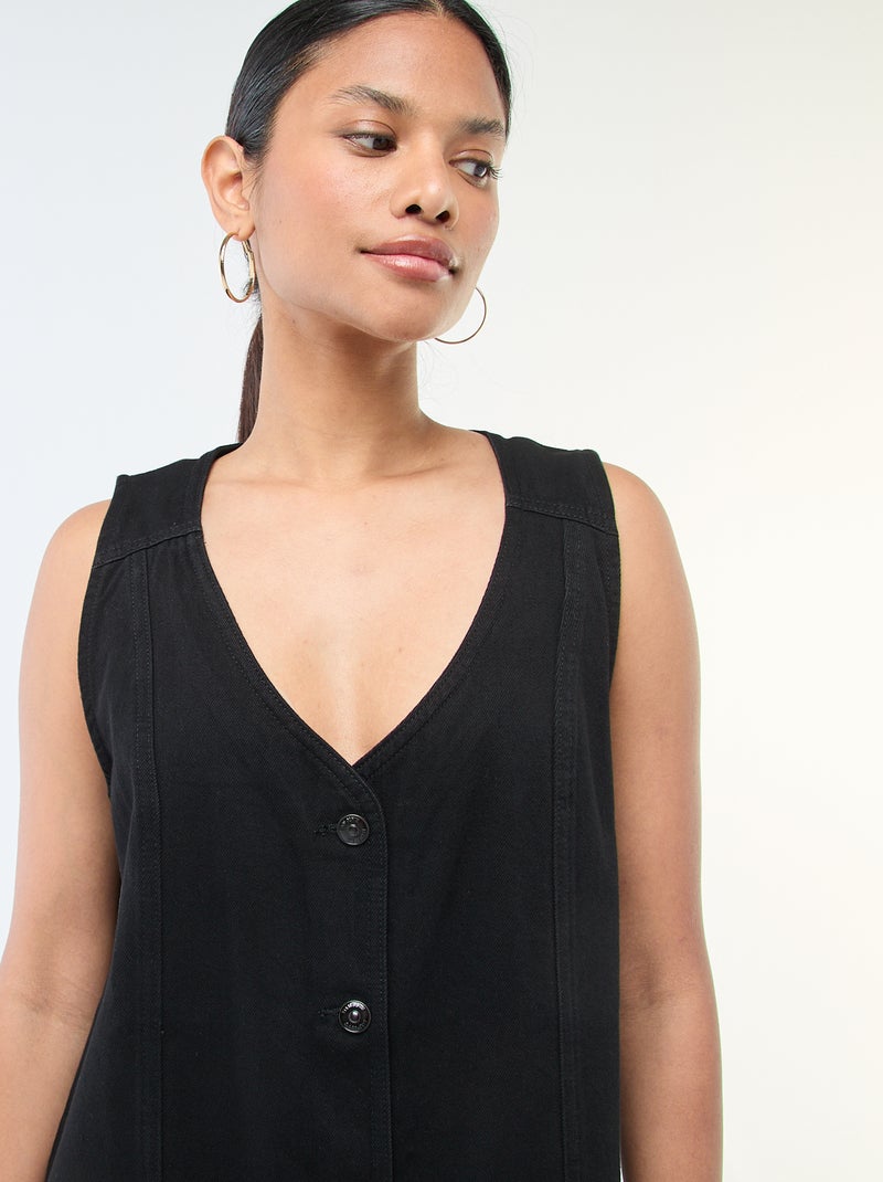Robe denim sans manches en coton Noir - Kiabi